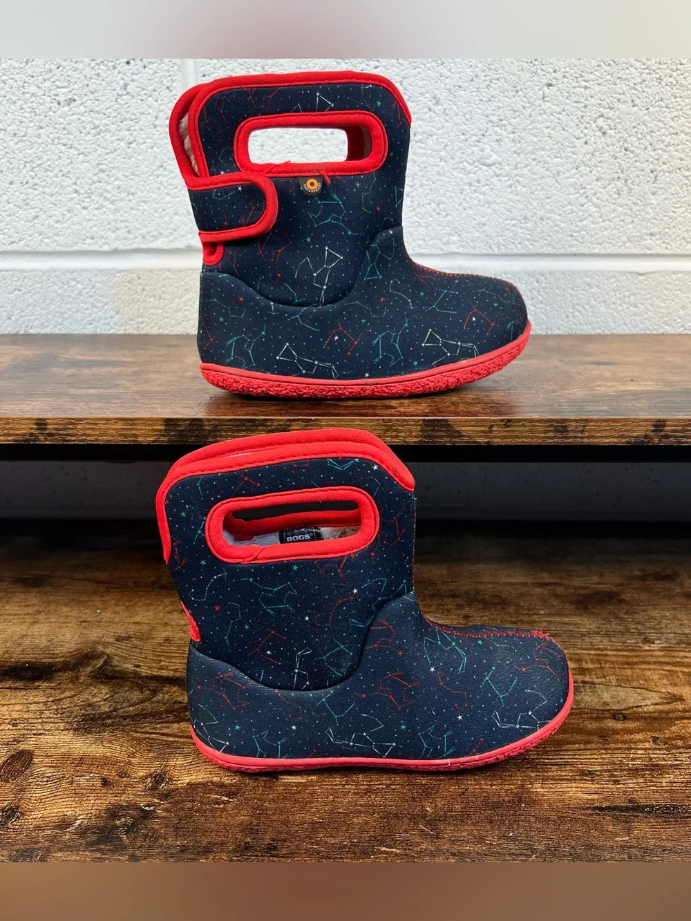 Baby Bogs Boots Constellation Blue Red Pulll On Faux Fur Lined Kids 10 Toddler